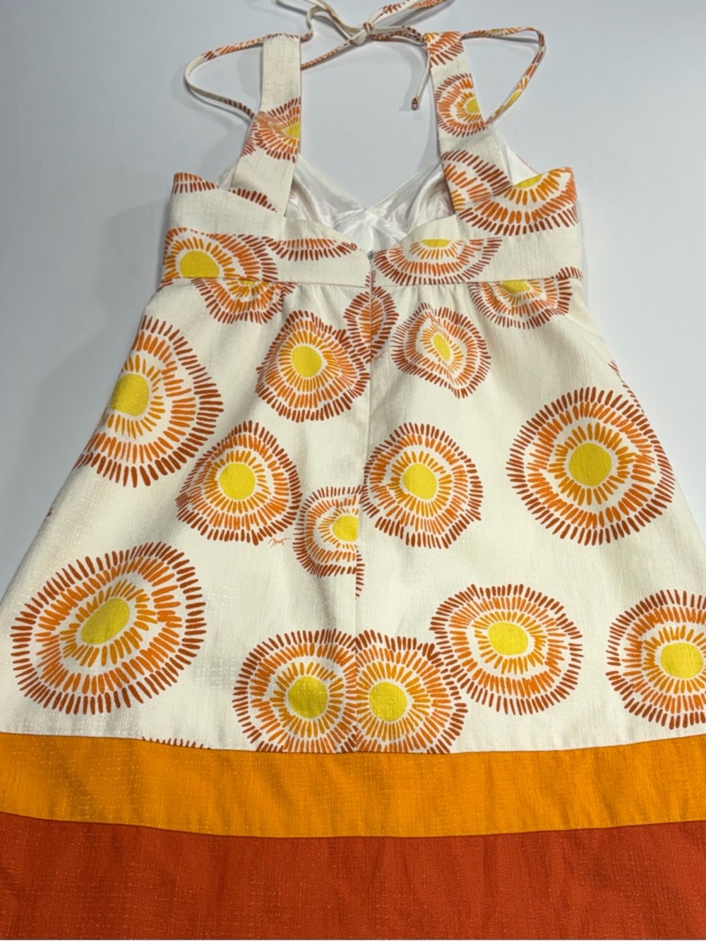 Trina Turk Mini Dress Orange Yellow Sunburst Womens Size 2 Halter Boho Beach - Picture 11 of 13